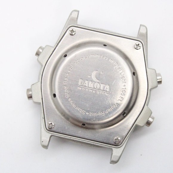 Vintage DAKOTA Digital Watch Mens Silver Tone Steel Moon Glow Retro 80s - Picture 5 of 5